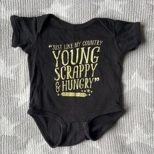 OFFICIAL HAMILTON MERCH- Young and Scrappy Onesie- 12 month